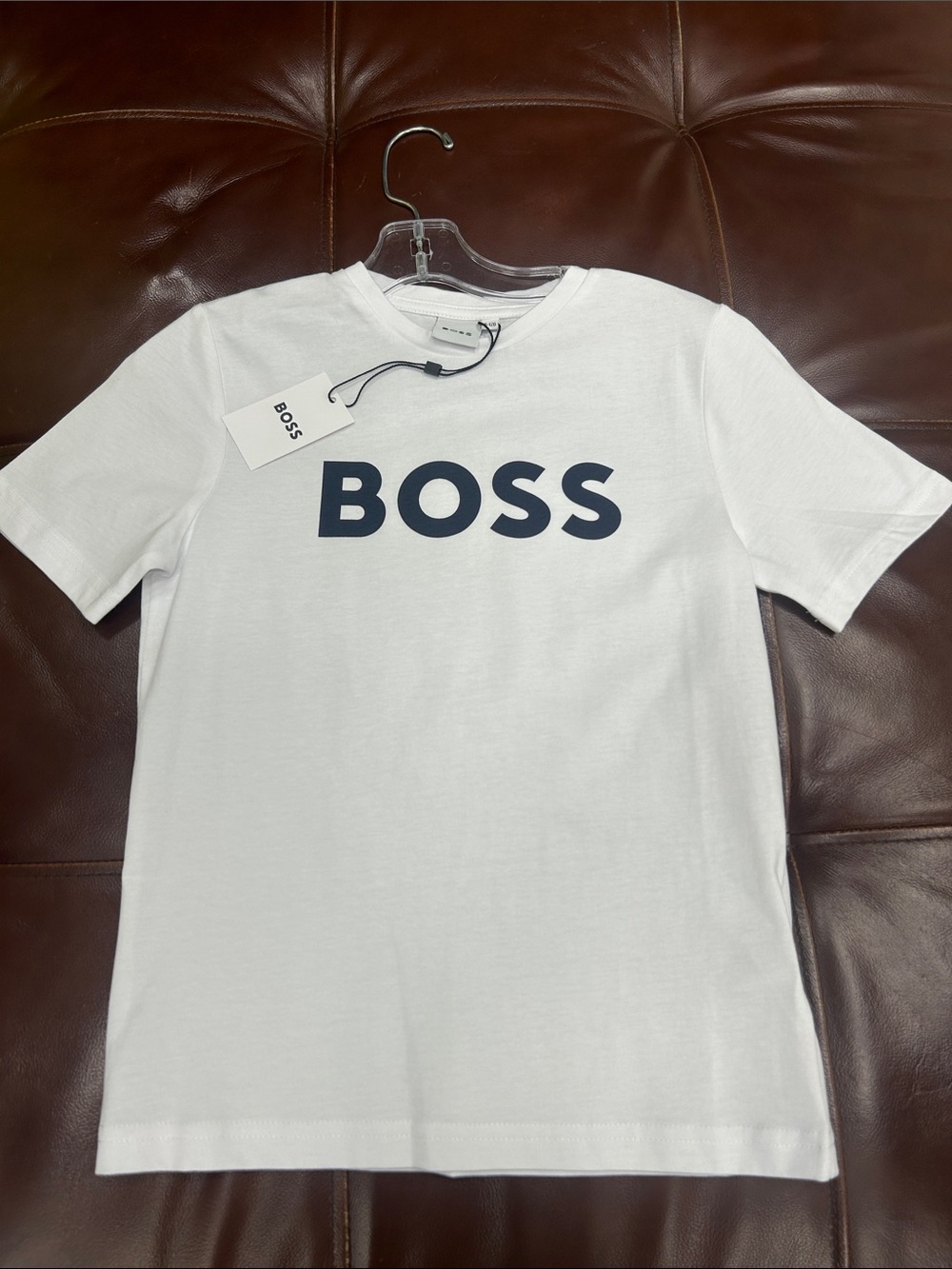 100% Authentic BOSS by Hugo Boss Boys White Logo Crewneck T-Shirt NWT
